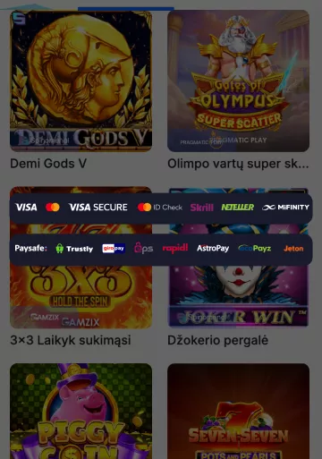 ICE Casino priimami mokėjimo būdai