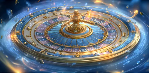 Auksinė kazino ruletė su mėlynais tonais